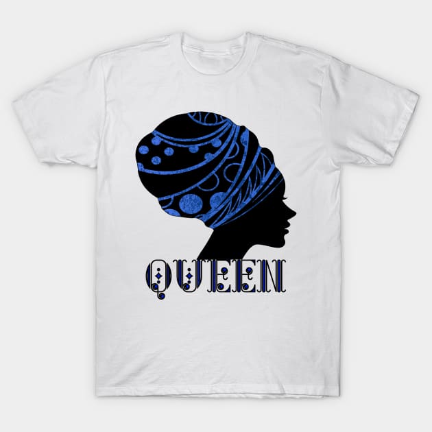 WOMEN Empowerment Black Queen Blue T-Shirt by SartorisArt1